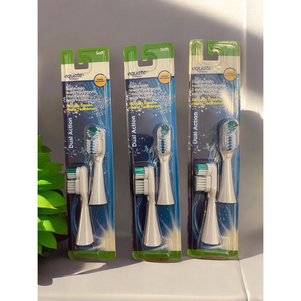 3 NEW Packages Equate Dual Action Power Toothbrush Replacement Brush Heads